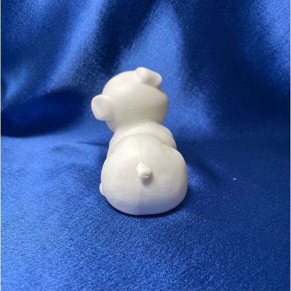 Small Bisque Porcelain Cute White Pig with Bell Collar - Picture 3 of 8